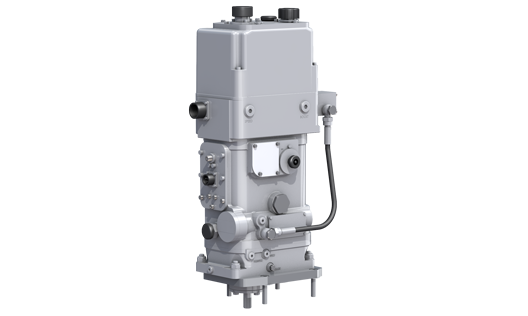 Single industrial governor and actuator unit with control components, wiring, and connectors, shown in a vertical orientation on a white background
